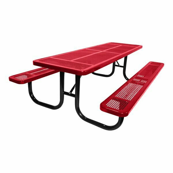 Ultra Site 8' Red Heavy-Duty Rectangular Perforated Table 96'' x 64 13/16'' x 30 5/16'' 38A158P8RD